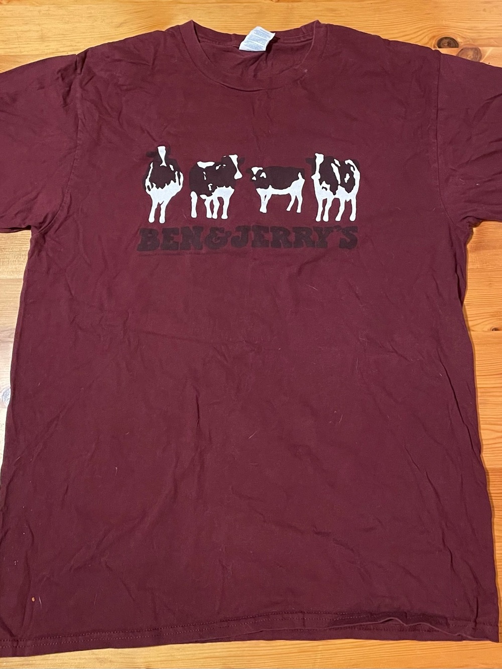 Port and Company Maroon Graphic Tee with White Cow Design